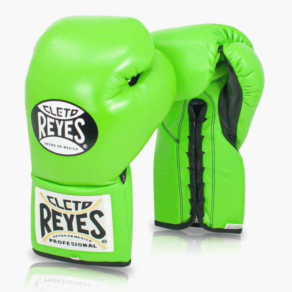 Boxing gloves Cleto Reyes Professional CB2 Lime Green with laces 