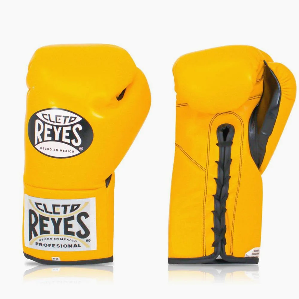 Boxing gloves Cleto Reyes Professional CB2 Yellow with laces  - Image 2