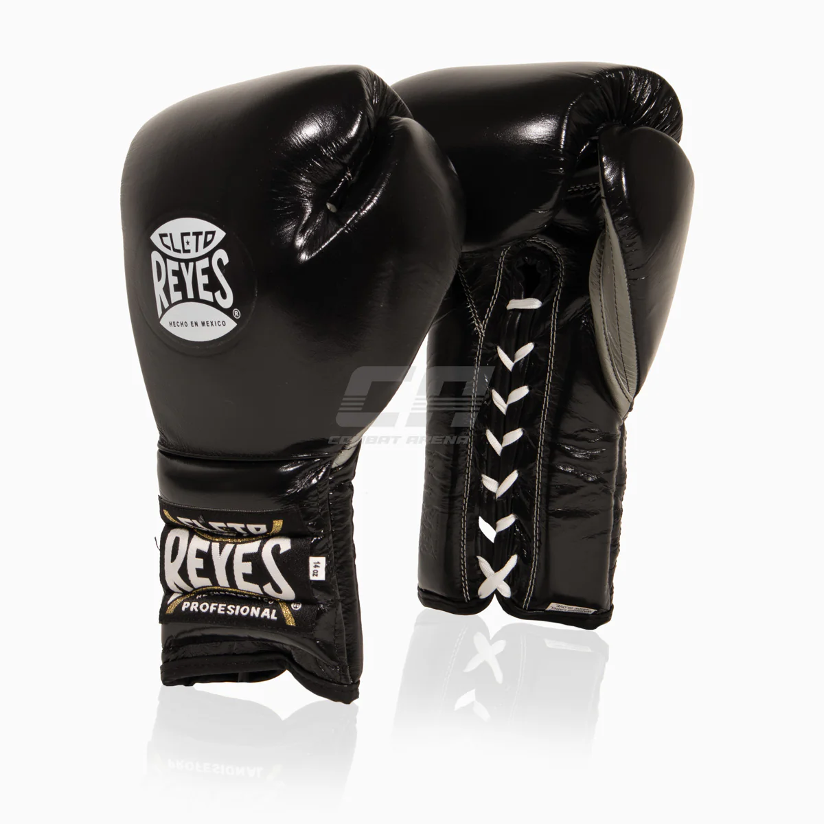 Boxing gloves Cleto Reyes Traditional Training CE4 Black-silver with Laces 
