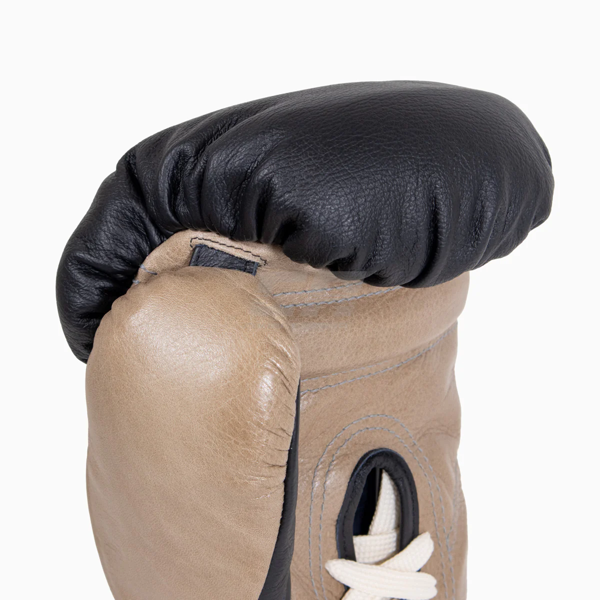 Boxing gloves Di Nardo with laces Black-Beige 12 oz  - Image 7