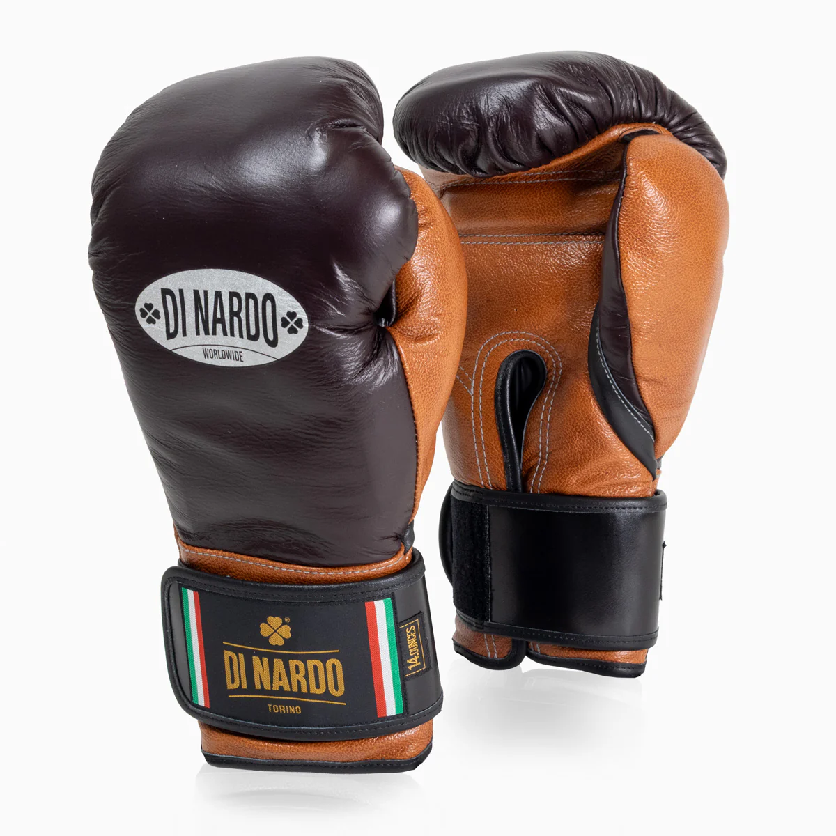 Boxing gloves Di Nardo with Velcro 14 Oz Burgundy-cognac  - Image 2