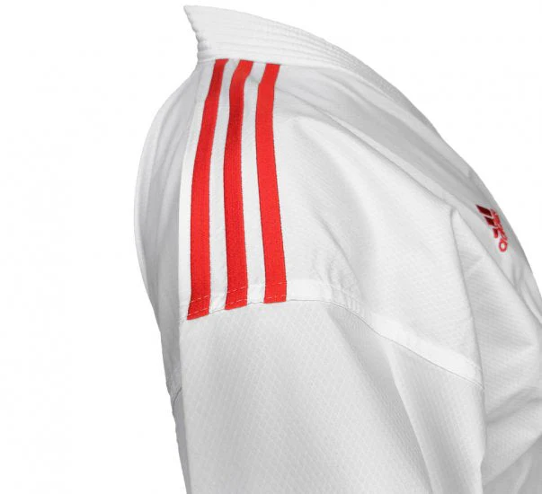 Karategi Adidas Kumite Adilight Primegreen WKF Red Stripes  - Image 3