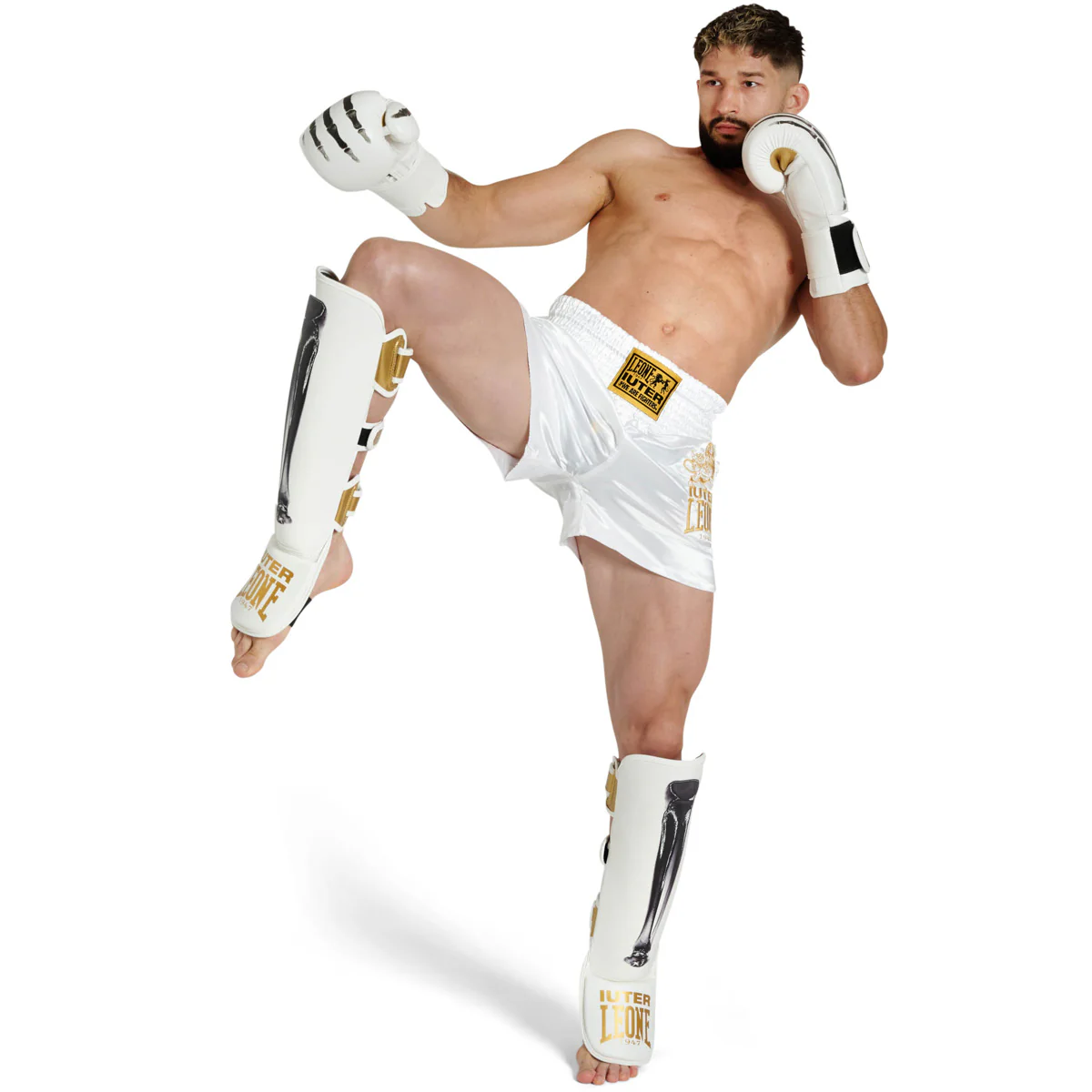 Shinguards Leone Iuter PT01IU with foot guard White  - Image 9