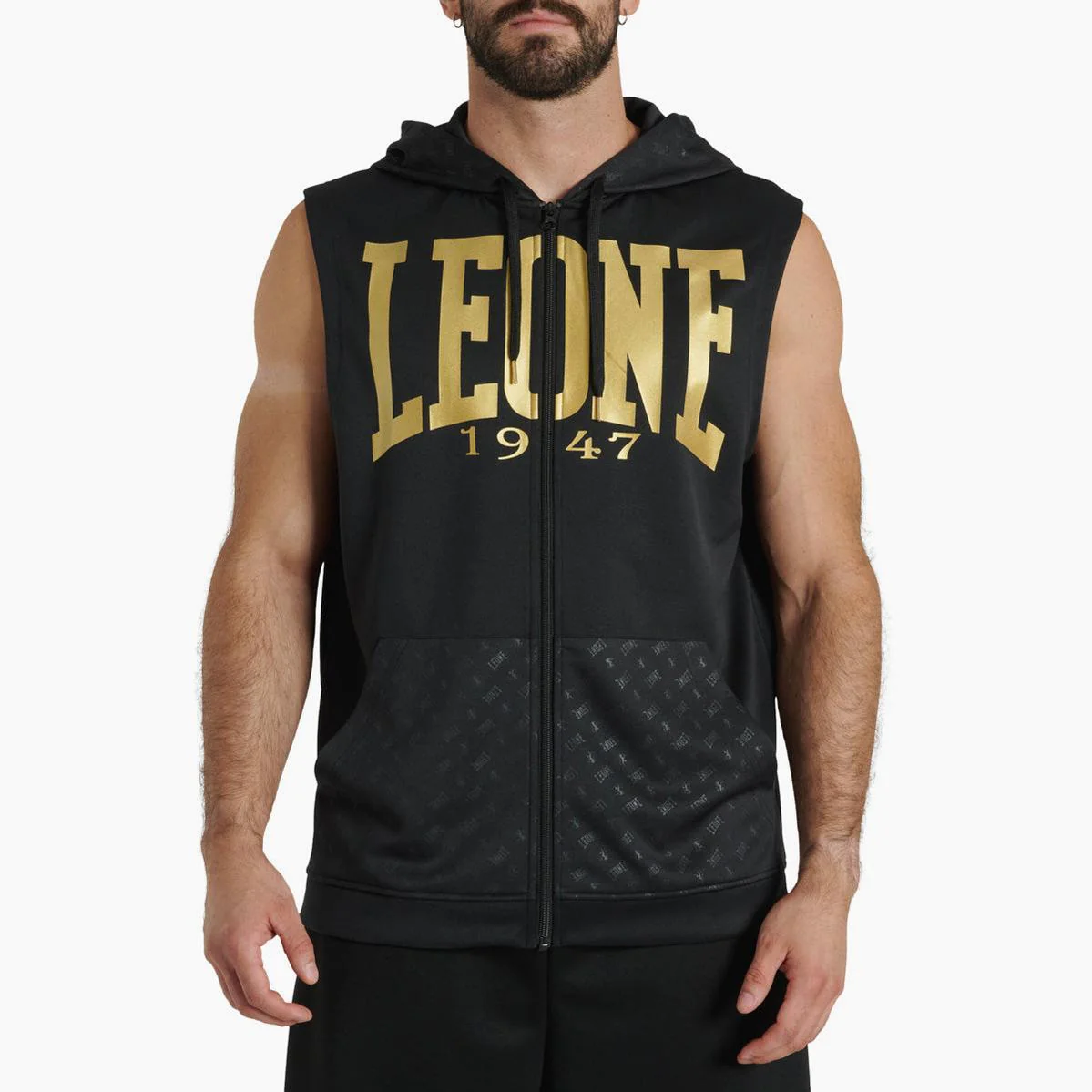 Sweatshirt sleeveless with hood Leone DNA ABX720 Black 