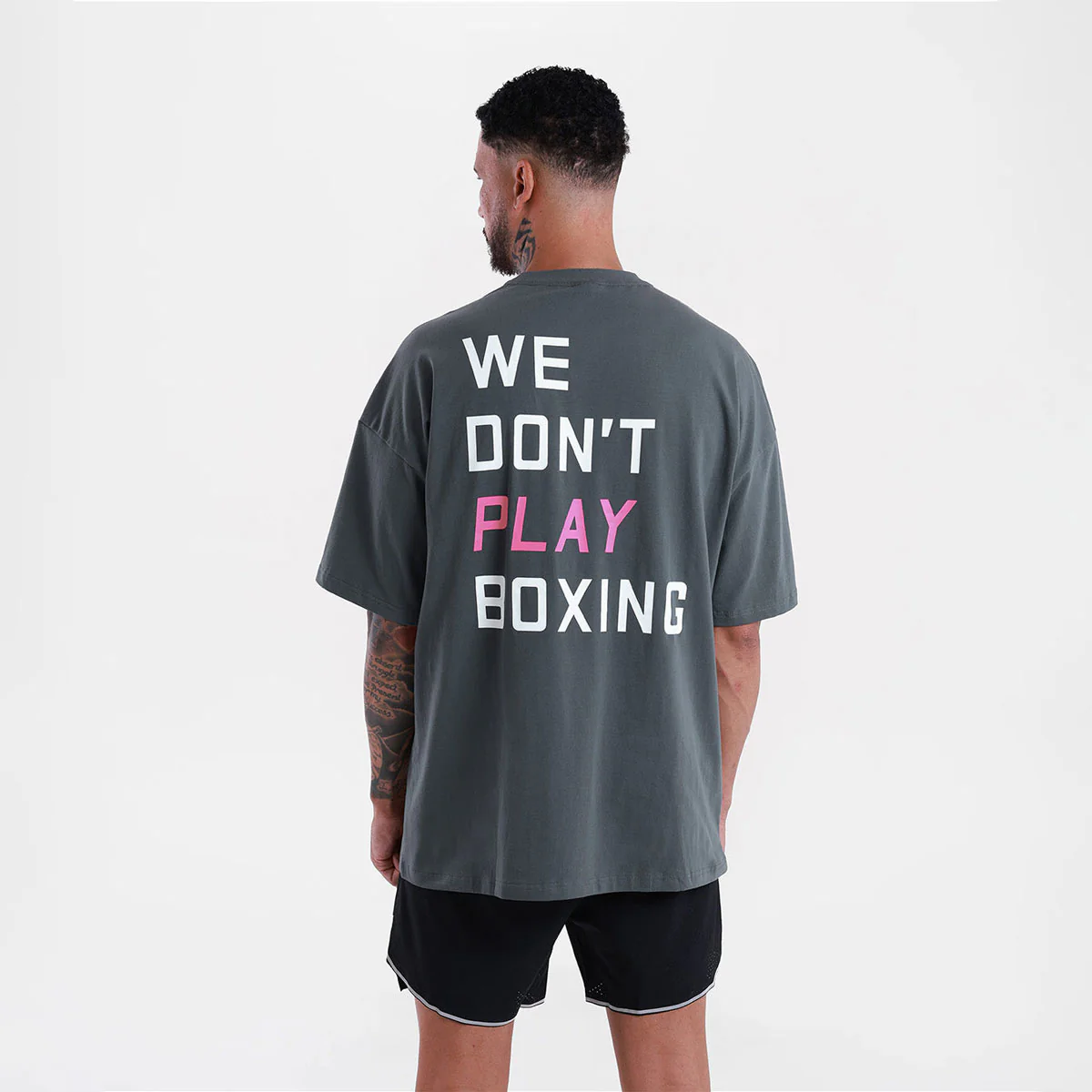T-shirt Boxraw We Don't Play Boxing Oversize Gray-pink 