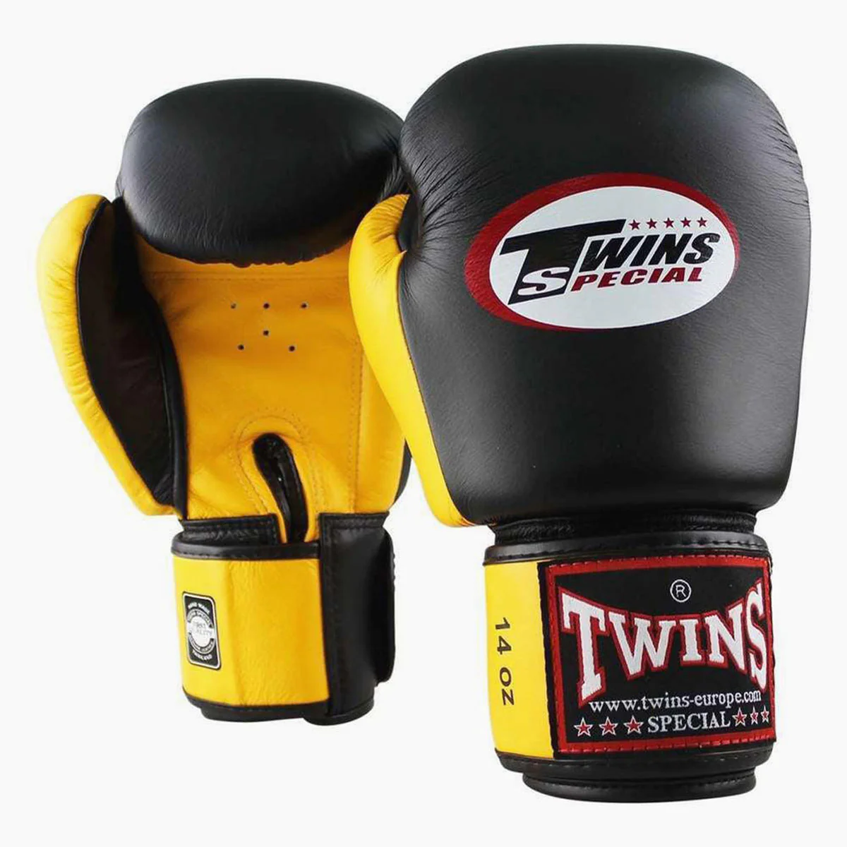Thai boxing gloves Twins Special BGVL3 Black-Yellow  - Image 2